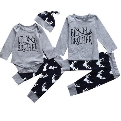 

Fashion 0-5T Big Little Brother Toddler Baby Romper T-shirt Top Pants Outfits