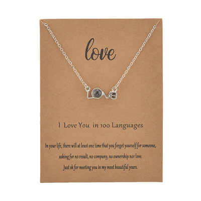 

With Card LOVE Letter 100 Language I love You Necklace For Women Wedding Letter Necklace Jewelry Drop Shipping