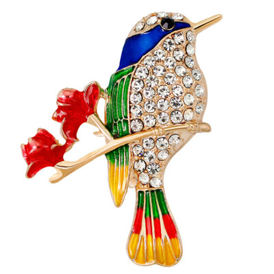 

1PC Unisex Colorful Rhinestone Lover Birds Fashion Mini Backpack Brooch Pin yuy