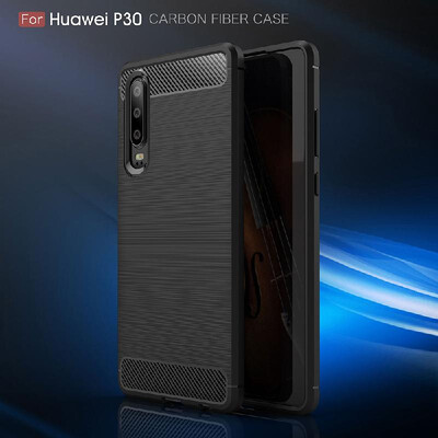 

Phone Case Carbon Fiber Wire Drawing TPU Phone Protection Cover Simple Lightweight Mobile Phone Protector for HUAWEI P30 Pro