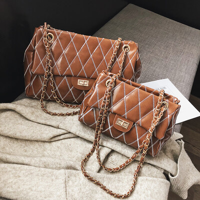 

Qiao Bani 2018 new European&American style fashion street shooting trend rhombic chain bag shoulder diagonal trend handbags