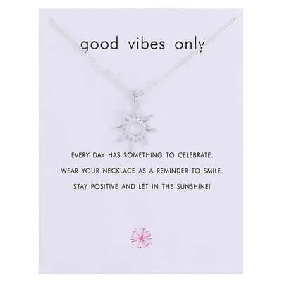 

Fashion Jewelry New Arrived Good Vibes Only Sun Flower Pendant Necklace For Women