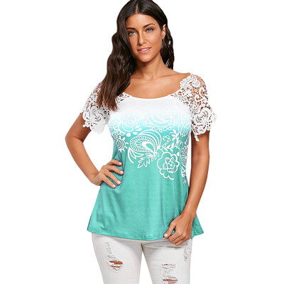 

Floral Lace Trim T-shirt