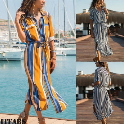 

Women&39s Summer Casual Long Maxi Evening Party Beach Dress Sundress Blouse Shirt