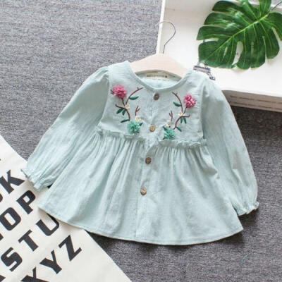 

Kids Baby Girls Summer Long Sleeve Embroidery Floral Tutu Dress