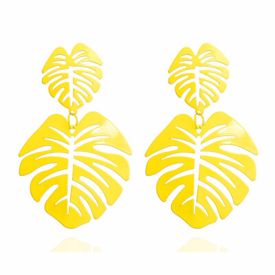 

EK193 Exaggerated Big Leaf Drop Earrings for Women Fashion Vintage Metal Dangle Earring Hollow Leaves Brincos Modern Jewelry