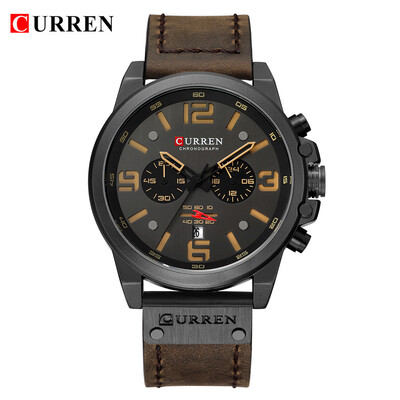 

Gobestart CURREN Mens Watches Sport Waterproof Calendar Leather Chronograph Quartz Watch