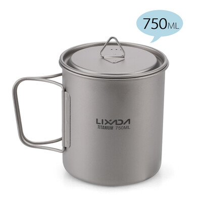 

Lixada Ultralight Titanium Cup Outdoor Portable Camping Picnic Water Cup Mug with Foldable Handle