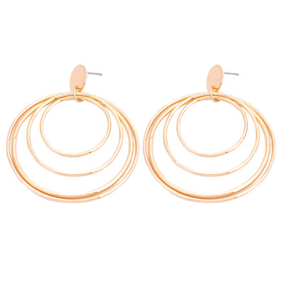 

Metal Statement Big Circle Drop Dangle Gold Plated Ear Studs Women Earrings