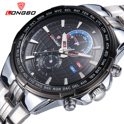 

Genuine sports waterproof large dial mens watch luminous casual quartz watch steel belt mens watch