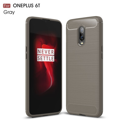 

Goowiiz Phone Case For OnePlus 6T Fashion Slim Carbon Fiber TPU Soft Silicone Prevent falling