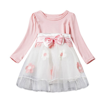 

Kids Baby Girls Clothes Princess Dress Long Sleeve Flower Bowknot Birthday Party Dresses