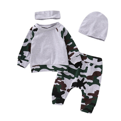 

Spring Long Sleeve Sweater Set Boy Clothes Set Camouflage Top Trousers Fashion Boy Clothes Set Newborn baby pants