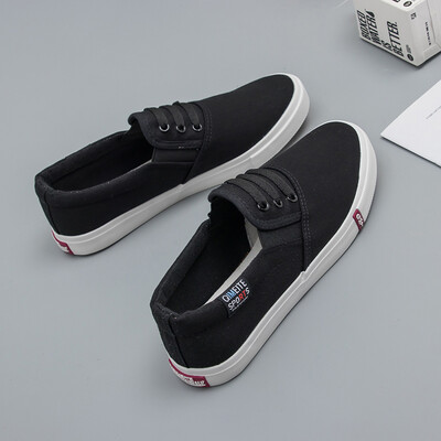 

Fall 2019 new Korean version of Joker small white canvas shoes a pedal womens shoes flat casual black lazy shoes