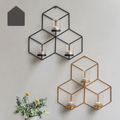 

Wall Mounted 3D Geometric Candlestick Tea Light Candle Holder Metal Candlestick Home Decor