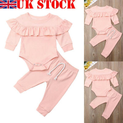 

Newborn Infant Todder Baby Girl Romper Tops Jumpsuit Pants Outfit Clothes Set UK