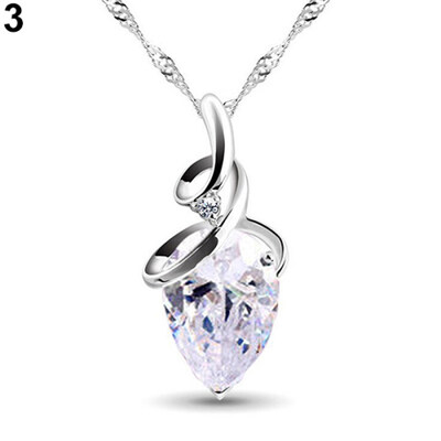 

Womens Twist Waterdrop Zircon Pendent Chain Choker Charm Necklace Jewelry