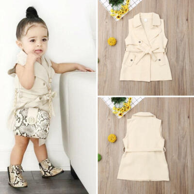 

Toddler Baby Girls Trench Coat Dress Sleeveless Jacket Romper Dress Outerwear