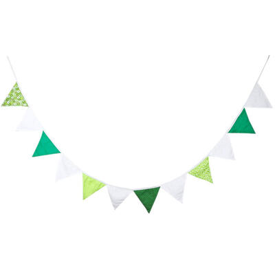 

32m Green White Fabric Triangle Flags Banners Decor Bunting Pennant