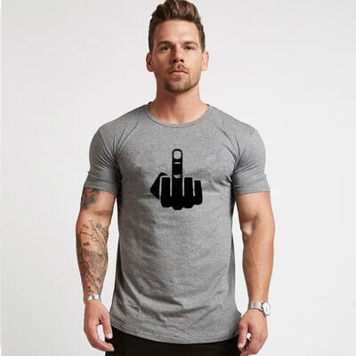 

Mens T-shirt Fun Creative Finger Pattern Printing Slim Shirt Mens Fashion Brand Clothing 2019 Summer New Style