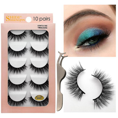 

10 Pair Of False Eyelashes Tweezers set Natural Slender Curling Fake Eye Lashes Mink Hair Eye Lashes