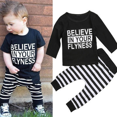 

Boy Newborn Baby Long Sleeve Clothes T-shirt Tops Pants Kids 2PCS Set Outfits
