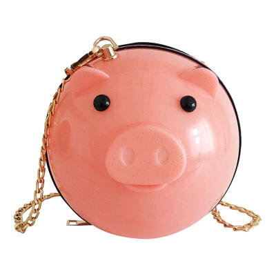 

Small Round Bags Chain Pig Shoulder Messenger Bags Women Party Clutch Purse