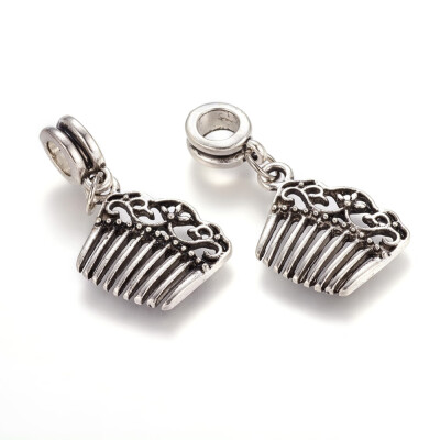 

Alloy European Dangle Beads Comb Antique Silver 31mm Hole 5mm