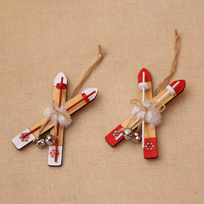 

Tailored Christmas Decorations Wooden Sleigh Christmas Tree Pendant Window Dressing 2PC