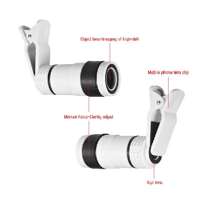 

8X Zoom Optical Smartphone Telephoto Lens Portable Mobile Phone Telescope Lens with Clip Universal for iPhone Samsung HUAWEI Xiaom