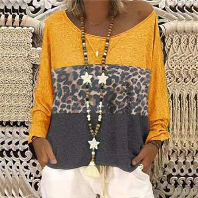 

Starmoon Women Long Sleeve V-Neck Patchwork Pullover T-Shirt Blouse Tops