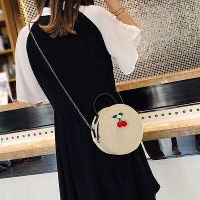 

Tailored Vintage Women Crossbody Bags Simple Weave Round Tote Handbags Shoulder Bag