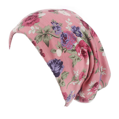 

6 Colors Women Print Turban Hat Hat Cotton Ponytail Beanie Cap