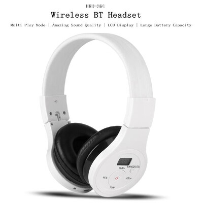 

HRD-391 Wireless Bluetooth Headset Portable Music Earphone Wired Headphones FM Radio AUX IN with LCD Display