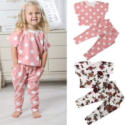 

Toodler Baby Girl Clothes Set Cotton Top T Shirt Pants Floral Outfits Party