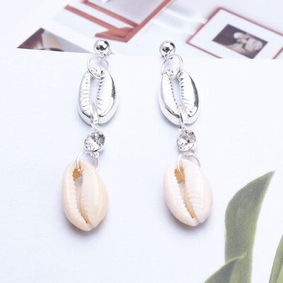 

EK646 Bohemian Sea Shell Drop Earrings For Women Metal Starfish Conch Shell Cowrie Statement Earrings 2019 Summer Beach Jewelry