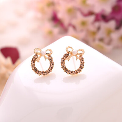 

Fashion bow round earrings