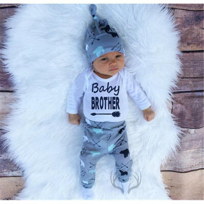 

Newborn Baby Brother Boys Bears Romper Tops Long Pants Leggings Outfits Clothes