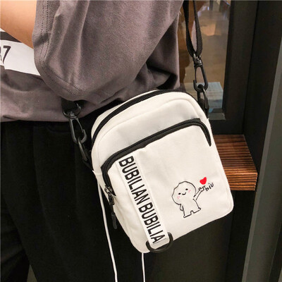 

Ins small bag canvas woman oblique satchel bag ancient sense of young college students summer shoulder canvas bag