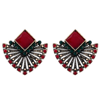 

Bohemian Vintage Stud Earrings Women Sector Shaped Maxi Wholesale Statement Earrings Boho Jewelry
