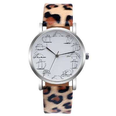 

Animal Dial Palte Cute Cat Design Wrist Watch Fashionable Quartz Movement Adjustable Pin Buckle Band for Girl Kids Chidren Present