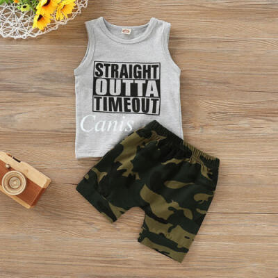 

UK Newborn Kids Baby Boys Vest Tops Camouflage Shorts Pants Outfits Clothes Sets