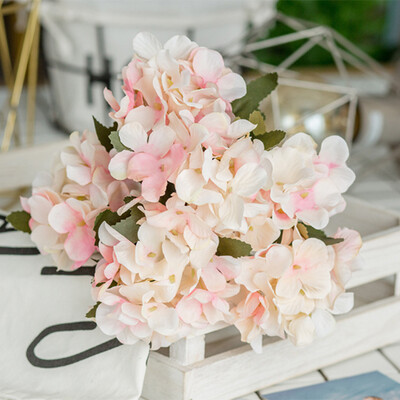 

Romantic 6 Heads Wedding Bride Holding Bouquet Roses Silk Flowers WhitePink