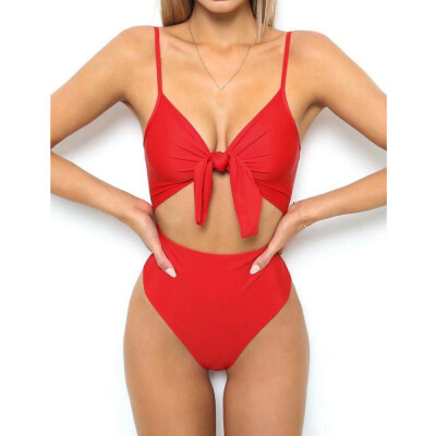 

Roseonmyhand Womens Piece Of Swimsuit Solid Bowknot Bikini Swimwear Beachwear Bathing Suit