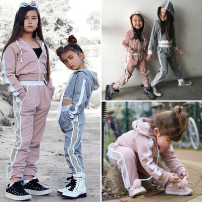 

US Toddler Kids Baby Girl Winter Clothes Hooded Tops CoatPants Outfit Tracksuit