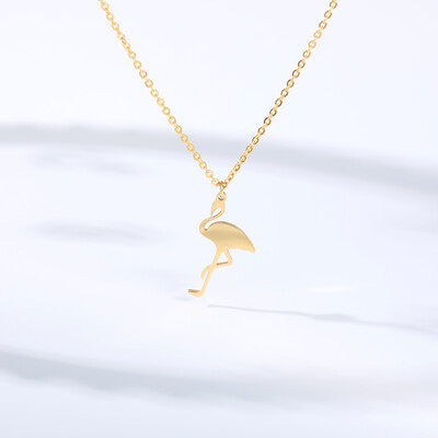 

Cartoon Cute Bird Paper Crane Necklace Stainless Steel Flamingo Red-crowned Crane Necklaces Pendants Collar Mujer Bijoux Jewelry