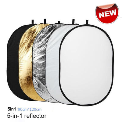 

90 X 120cm Collapsible Reflector 5-in-1 Oval Camera Lighting Reflecting Kit