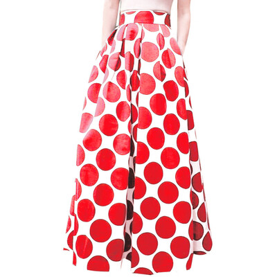 

Roseonmyhand Fashion Party Cocktail Summer Women Dot Printed Skirt High Waist Long Skirt