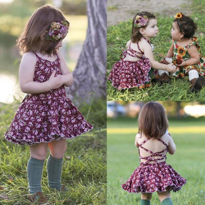 

Toddler Baby Girls Dress Sleeveless Princess Party Pageant Dresses Kids Clothes 0-4Y