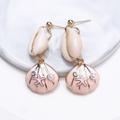 

EK695 Korean Style Natural Shell Drop Earrings For Women Beach Drip oil Conch Pearl Drop Earring Wedding Jewelry Accessories